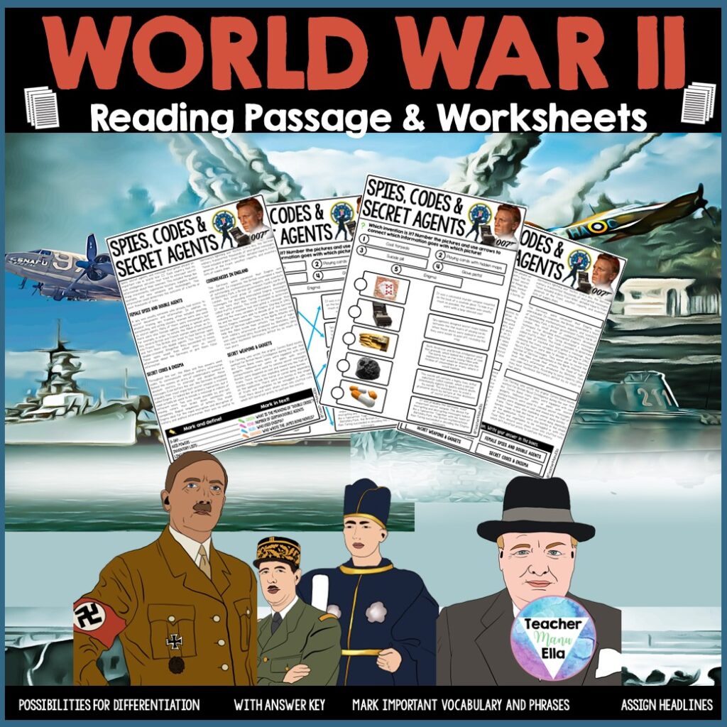 Free World War 2 Worksheets - Reading Passages from TeacherManuElla