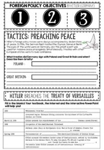 Interactive Notebook Pages WW2 German War Tactics and Policy Goals