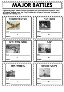 Interactive Notebook Pages WW2 Major Events and Battles