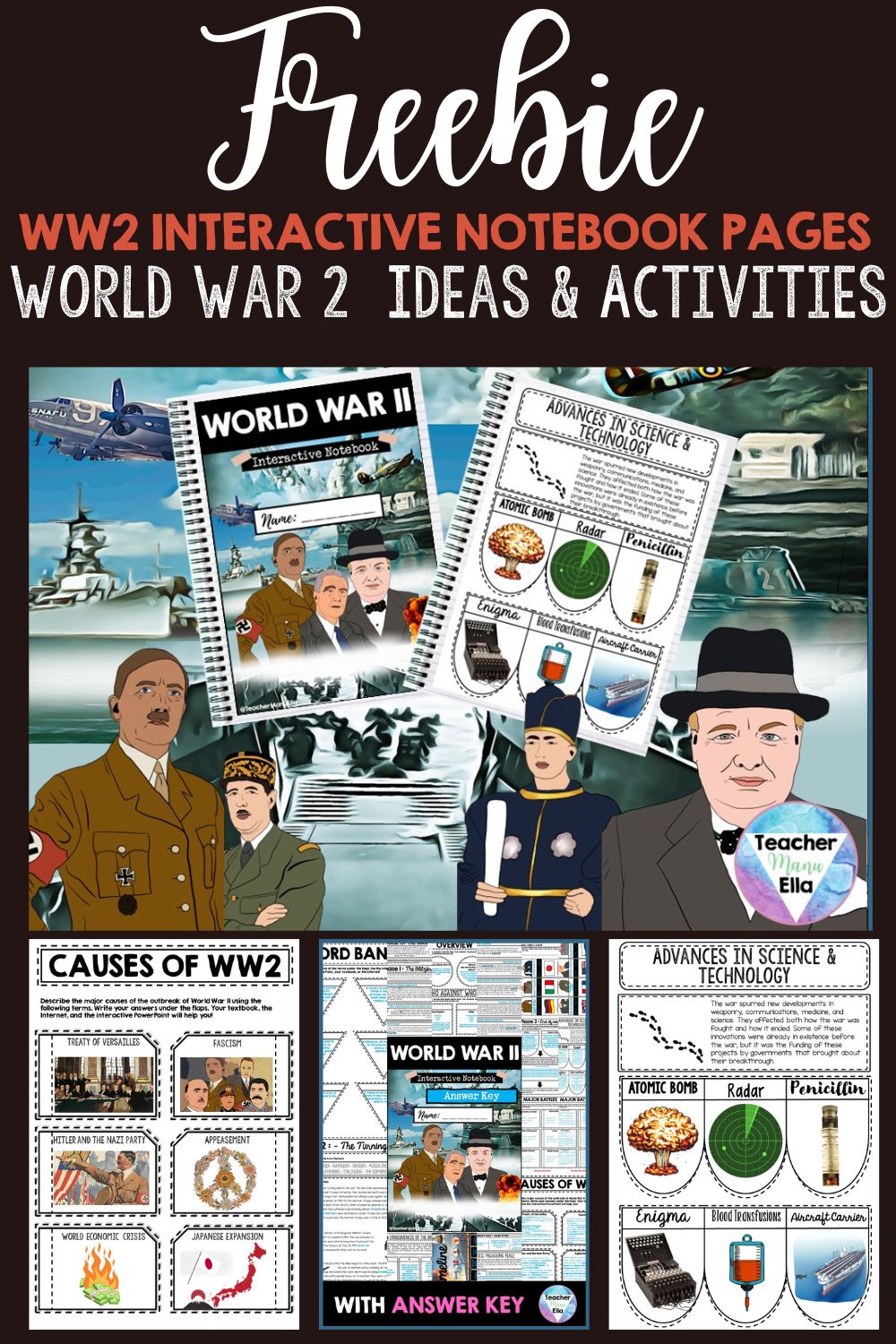 Social studies interactive notebook about world war 2 free printables